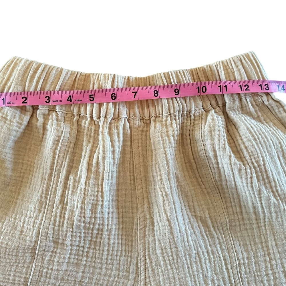 Women’s Magaschoni Khaki Tan Textured 100% Organic Cotton Pull On Shorts Medium - Picture 4 of 5